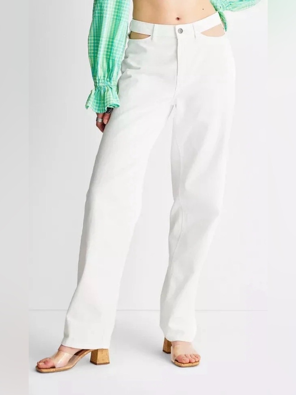 Future Collective Women's Cut Out Waist Straight Leg Jeans -  size 6